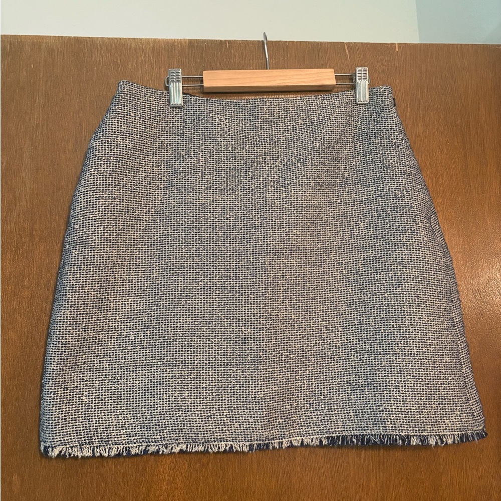 Banana Republic Tweed Boucle Mini Skirt Textured Navy Blue A-line Pocket